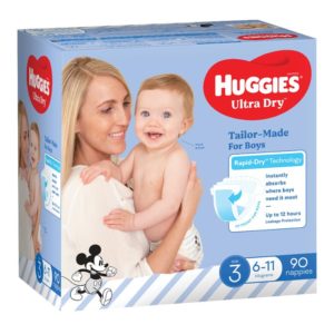 Huggies Ultra Dry Nappies Boy Size 3 Jumbo 90 Pack