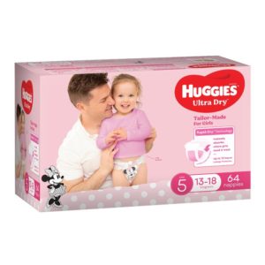 Huggies Ultra Dry Nappies Girl Size 5 Jumbo 64 Pack