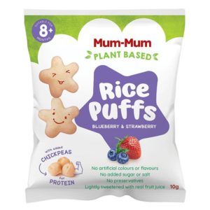 Mum-Mum Plant Based Rice Puffs Blueberry & Strawberry 10g