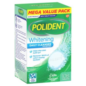 Polident Whitening Denture Cleanser 108 Tablets Exclusive Size