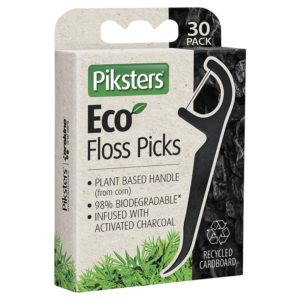 Piksters Eco Floss Pick Charcoal 30 Pack