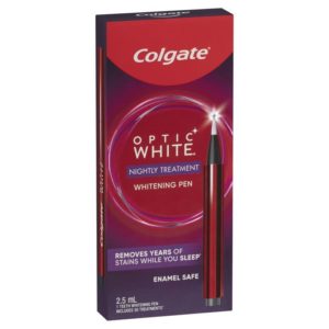Colgate Optic White Overnight Teeth Whitening Treatment Pen, 1 Pen, Contains Hydrogen Peroxide, Enamel Safe