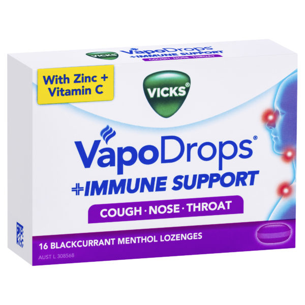 Vicks VapoDrops Immune Support Blackcurrant Menthol 16 lozenges