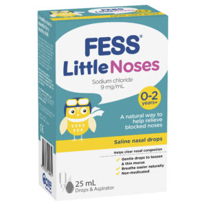 FESS Little Noses 0 2 Years+ Saline Nasal Drops + Aspirator 25mL