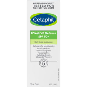 Cetaphil UVA/UVB Defence SPF 50+ 50mL, Face&Body Moisturiser