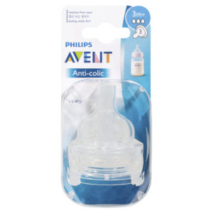 Avent Teat Silicone Medium Flow 3m+ 2 Pack