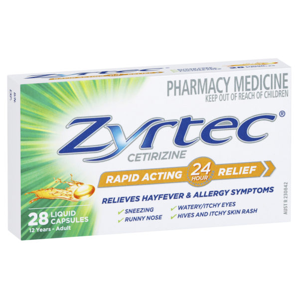 Zyrtec Rapid Acting Allergy & Hayfever Relief 28 Liquid Capsules