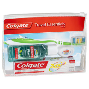 Colgate Travel Essentials Kit, Toothbrush, Toothpaste, Mouthwash, Floss & Travel Bag Pack