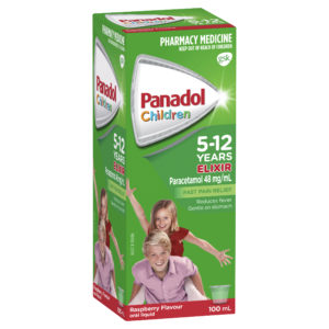 Panadol Children's 5 to 12 Years Elixir Oral Liquid, Fever & Pain Relief, Raspberry Flavour, 100mL