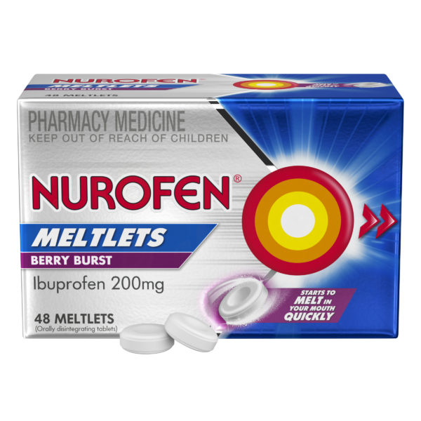 Nurofen Ibuprofen Meltlets Berry Burst 200 mg 48 Pack