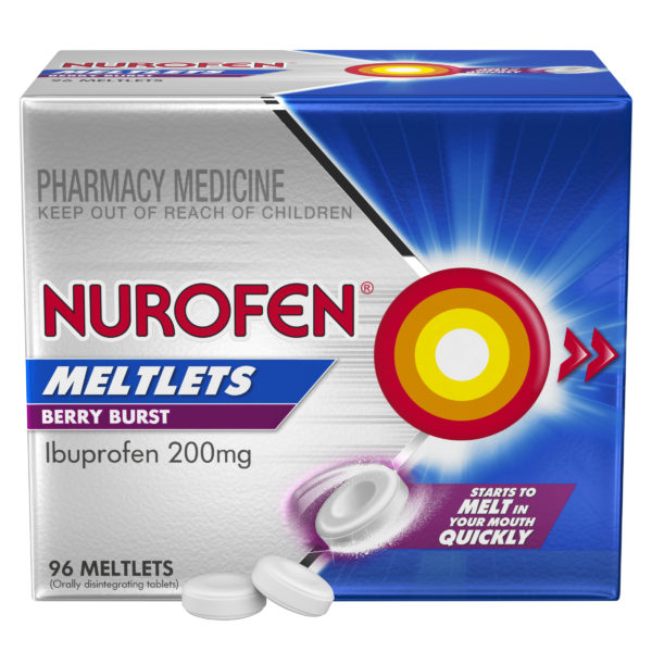 Nurofen Ibuprofen Meltlets Berry Burst 200 mg 96 Pack
