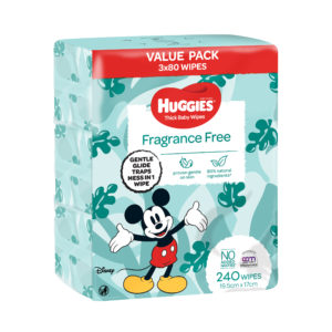 Huggies Wipes Fragrance Free 3 x 80 Pack 240 Wipes