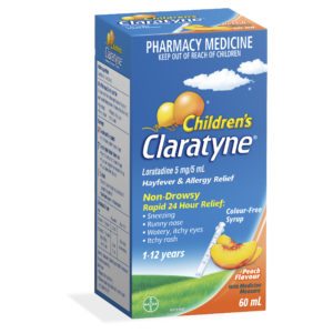 Claratyne Childrens 1 12yrs Hayfever and Allergy Syrup Peach 60 mL