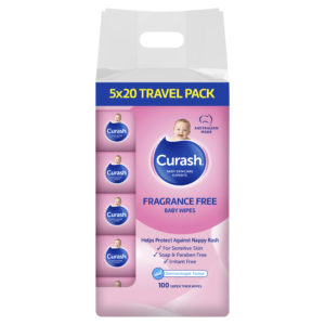 Curash Babycare Fragrance Free Baby Wipes 5 x 20 Pack