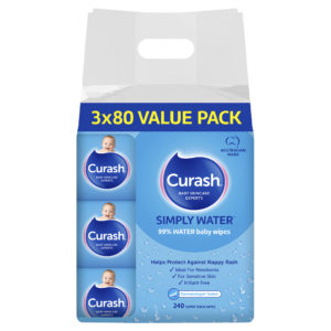 Curash Babycare Simply Water Baby Wipes 3 x 80 Pack