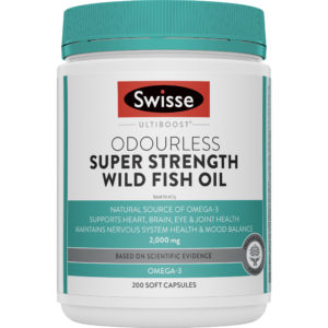 Swisse Ultiboost Odourless Super Strength Wild Fish Oil 2000mg 200 Capsules