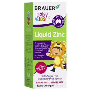 Brauer Baby & Kids Liquid Zinc Orange Vitamin C & D3 Flavour 200mL