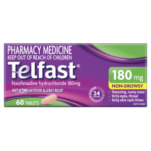 Telfast Hayfever Allergy Relief 24 Hour 180mg 60 Tablets