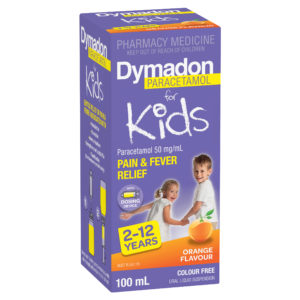 Dymadon Paracetamol 2 to 12 Years Colour Free Orange 100mL
