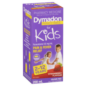Dymadon Paracetamol Kids 2 to 12 Years Strawberry Colour free 200mL