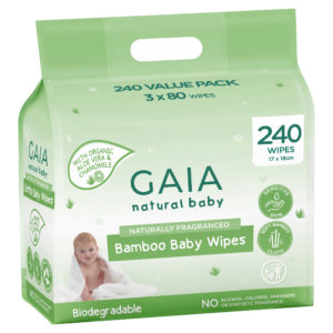 Gaia Natural Baby Bamboo Baby Wipes 3 x 80 Pack