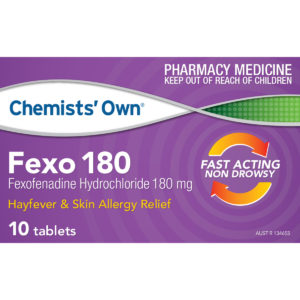 Chemists Own Fexo 180 Hayfever & Skin Allergy Relief 10 Tablets
