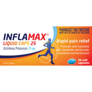 Inflamax Pain Relief Liquid Caps 25 30 Soft Capsules