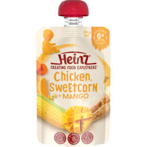Heinz® Chicken, Sweetcorn + Mango Pouch 6+ months 120 g