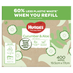 Huggies Thick Baby Wipes Cucumber & Aloe 400 Pack